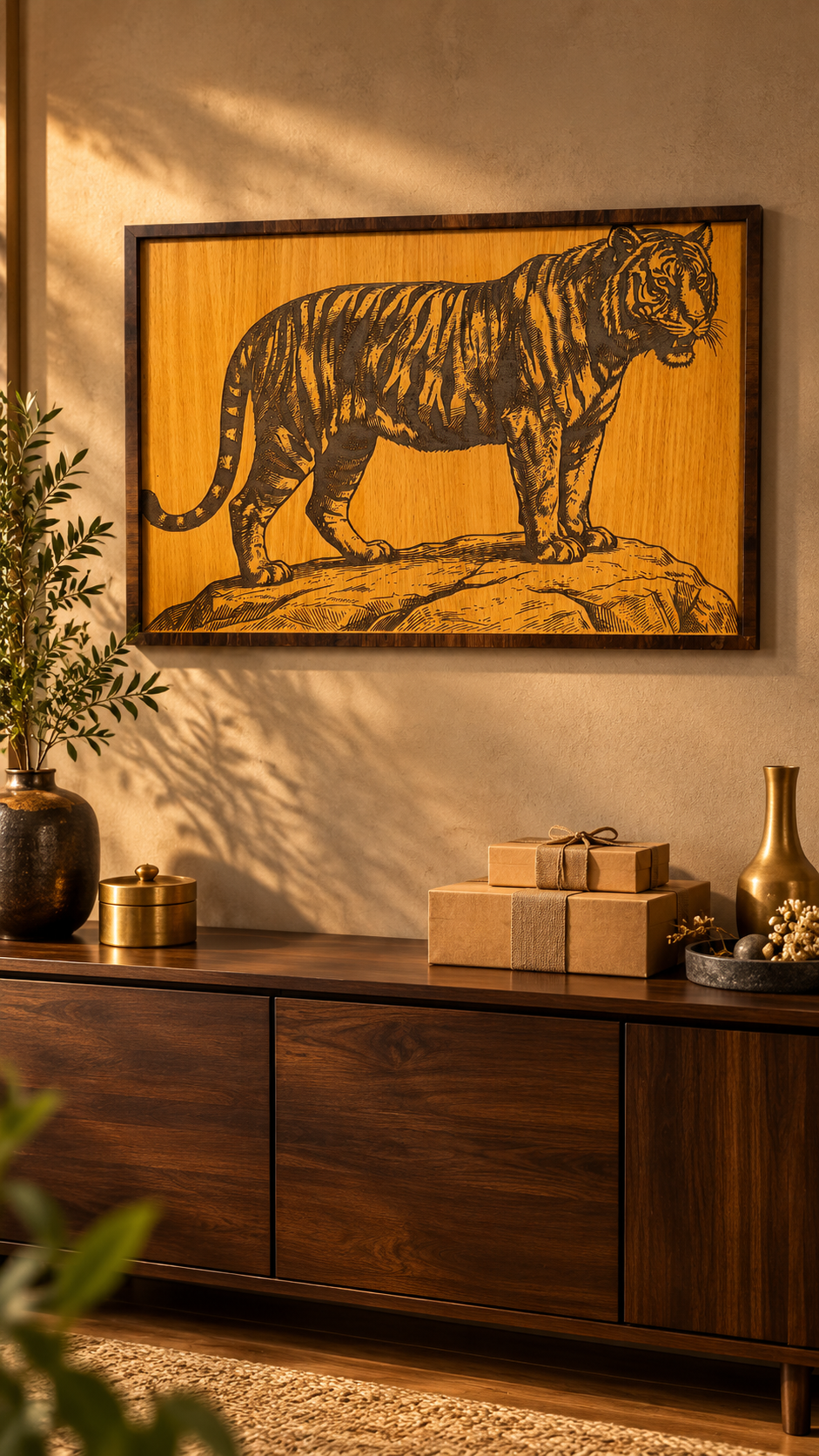 Majestic Tiger Wall Art – Premium Laminated MDF | Cozy Carvings