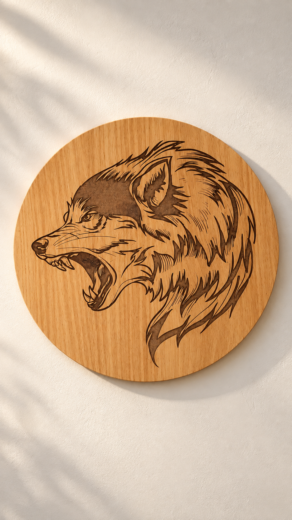 Majestic Wolf Wall Art – Premium Laminated MDF Wooden Wildlife Wall Décor | Detailed Engraved Wolf Head |