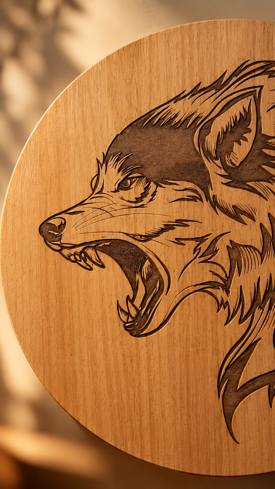 Majestic Wolf Wall Art – Premium Laminated MDF Wooden Wildlife Wall Décor | Detailed Engraved Wolf Head |