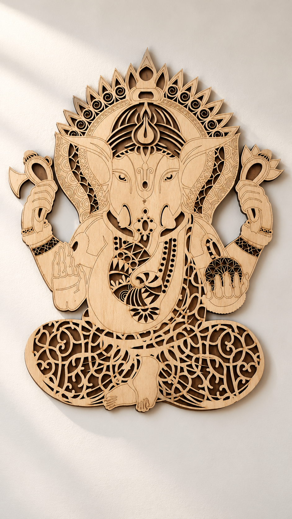 2 Layered Lord Ganesha Wall Art – Premium Laminated MDF | Cozy Carvings