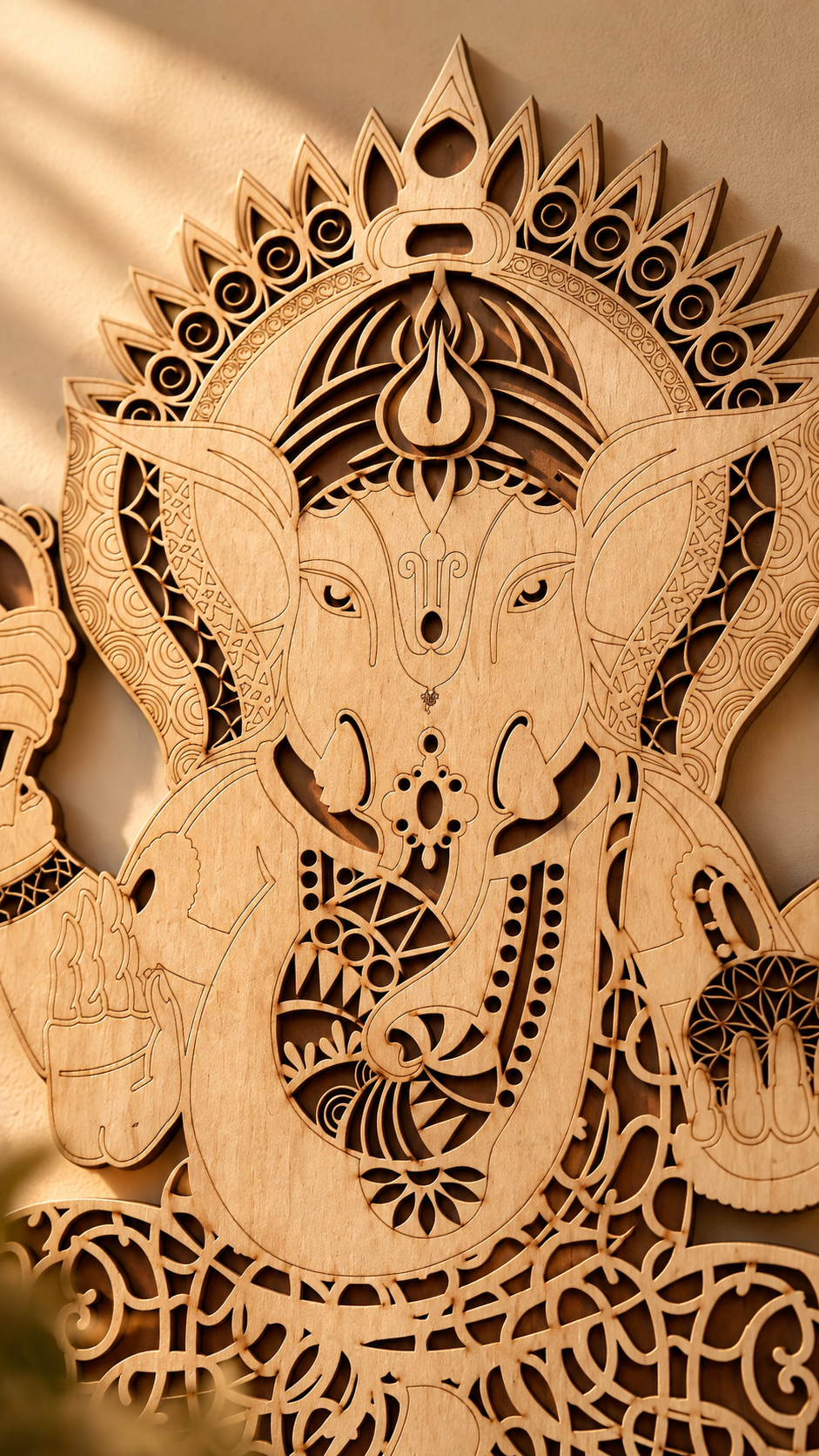2 Layered Lord Ganesha Wall Art – Premium Laminated MDF | Cozy Carvings