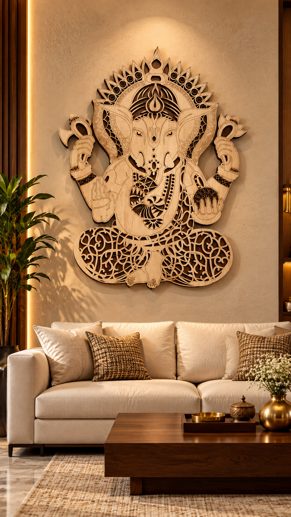 2 Layered Lord Ganesha Wall Art – Premium Laminated MDF | Cozy Carvings