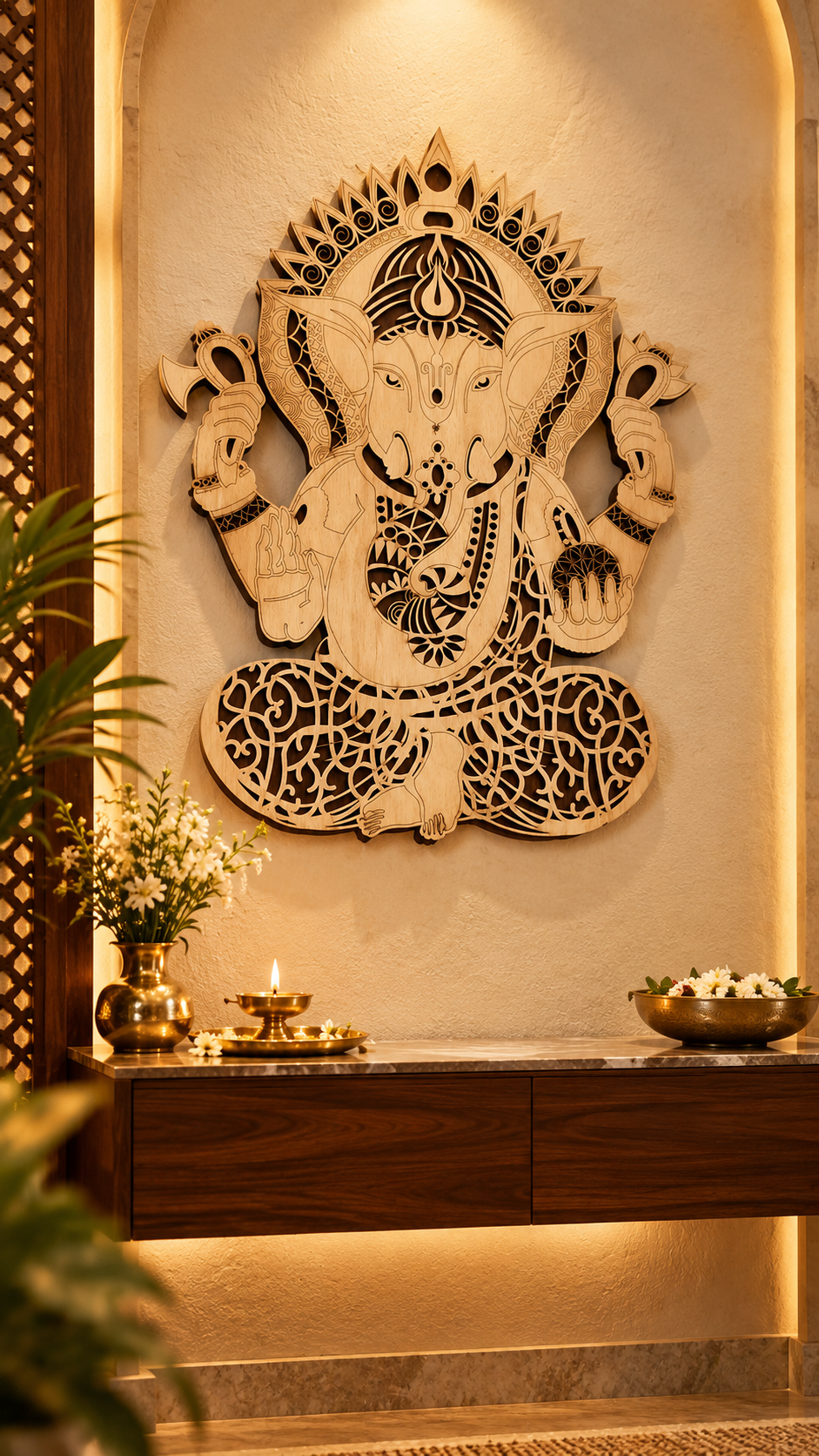 2 Layered Lord Ganesha Wall Art – Premium Laminated MDF | Cozy Carvings