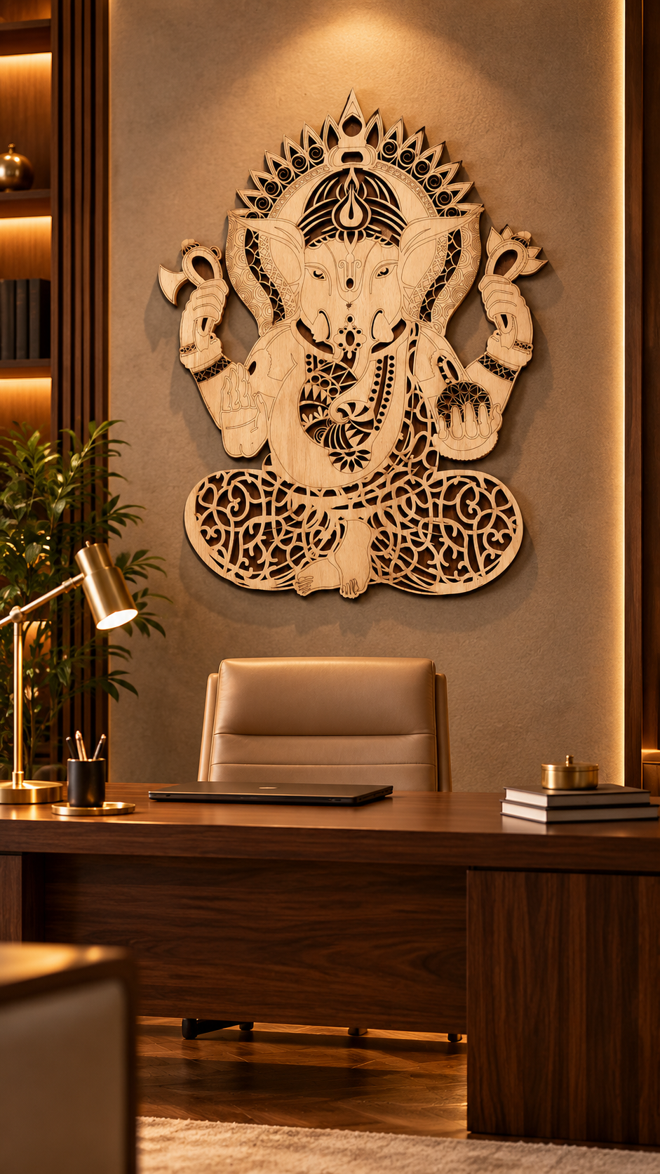 2 Layered Lord Ganesha Wall Art – Premium Laminated MDF | Cozy Carvings