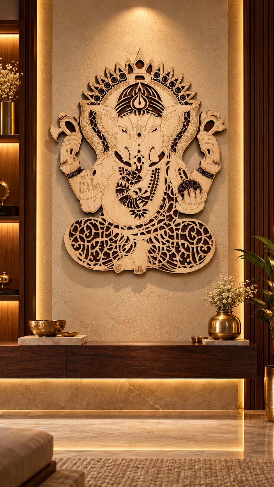 2 Layered Lord Ganesha Wall Art – Premium Laminated MDF | Cozy Carvings