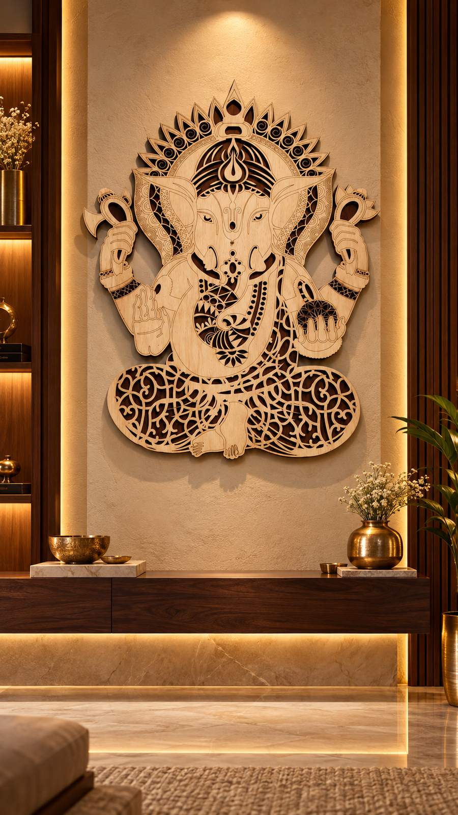 2 Layered Lord Ganesha Wall Art – Premium Laminated MDF | Cozy Carvings