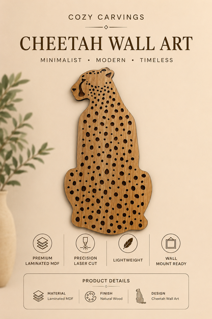 2 Layered Majestic Cheetah Wooden Wall Art – Premium Laminated MDF Wall Décor