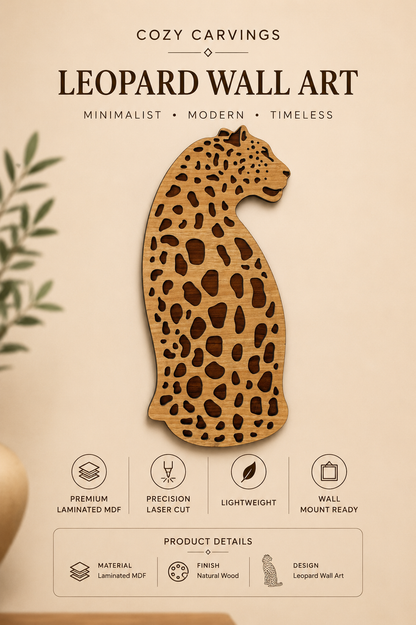 2 Layered Majestic Leopard Wooden Wall Art – Premium Laminated MDF Decor