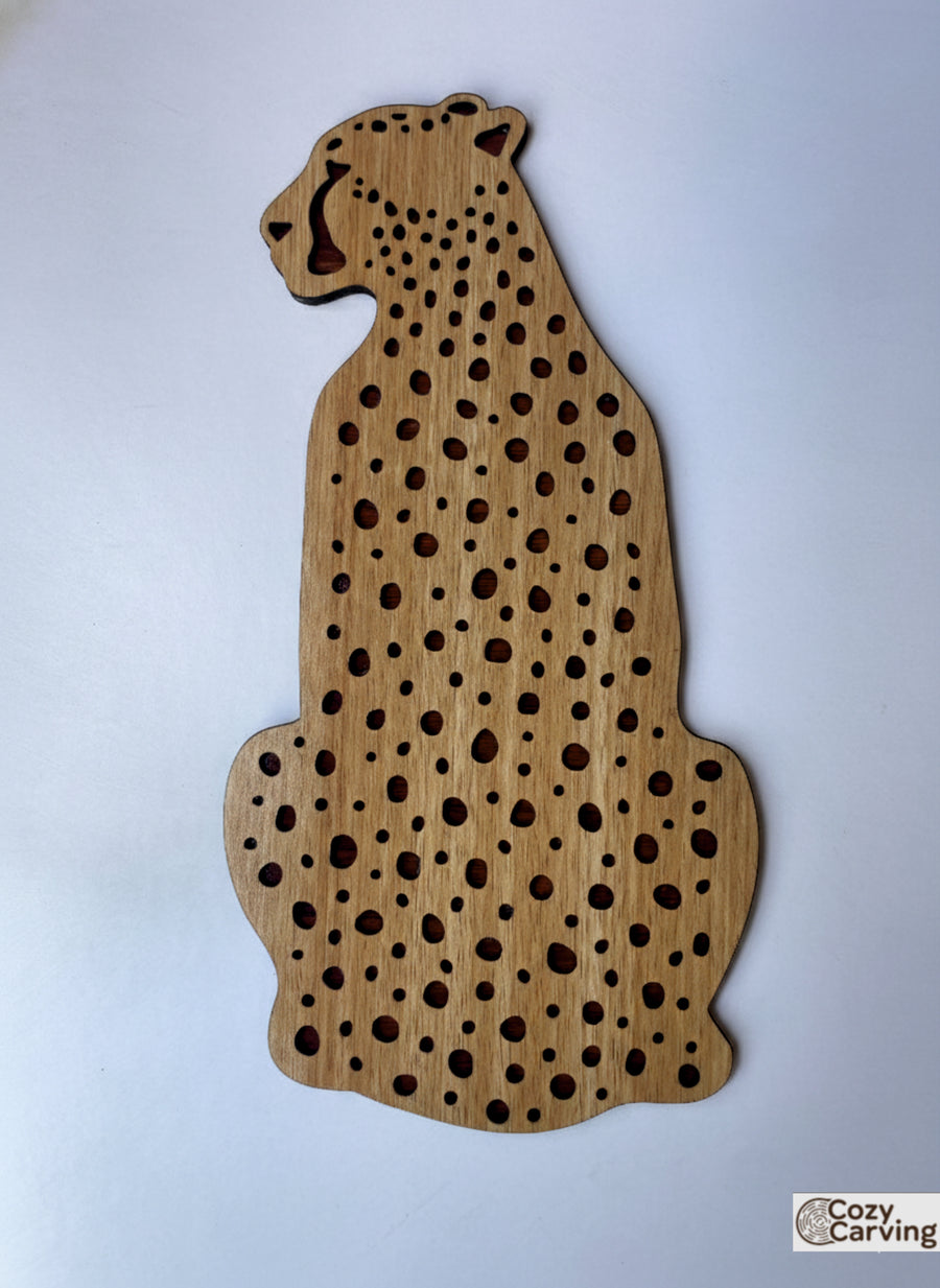 2 Layered Majestic Cheetah Wooden Wall Art – Premium Laminated MDF Wall Décor