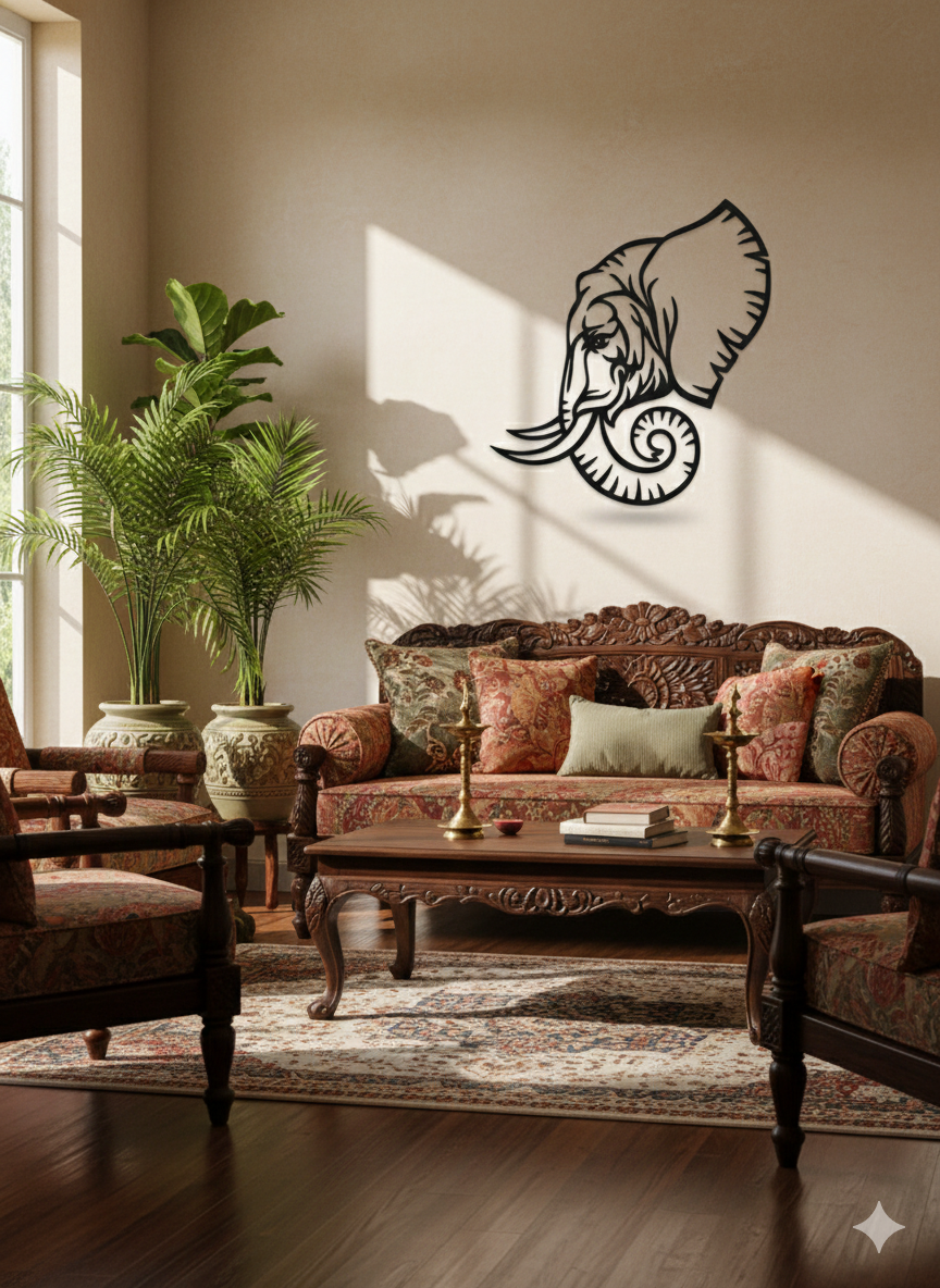 Majestic Elephant Wooden Wall Art – Premium Laminated MDF Decorative Wall Hanging (42 x 40 cm)