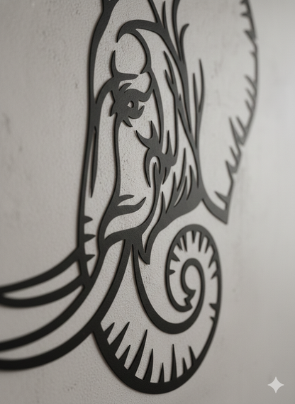 Majestic Elephant Wooden Wall Art – Premium Laminated MDF Decorative Wall Hanging (42 x 40 cm)