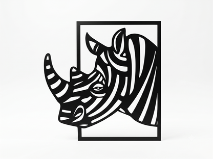 Minimalist Rhino Wall Decor | Premium Laminated MDF Wall Art | Living Room Decoration