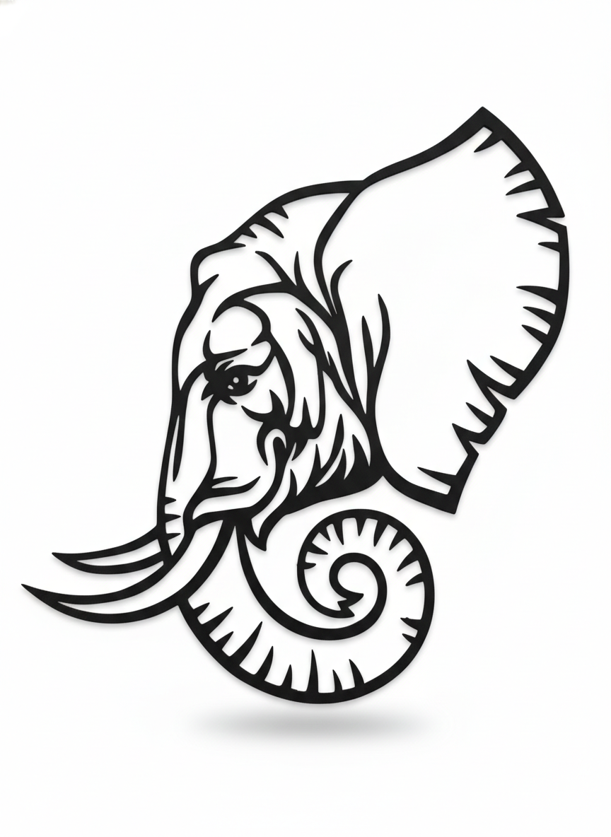 Majestic Elephant Wooden Wall Art – Premium Laminated MDF Decorative Wall Hanging (42 x 40 cm)