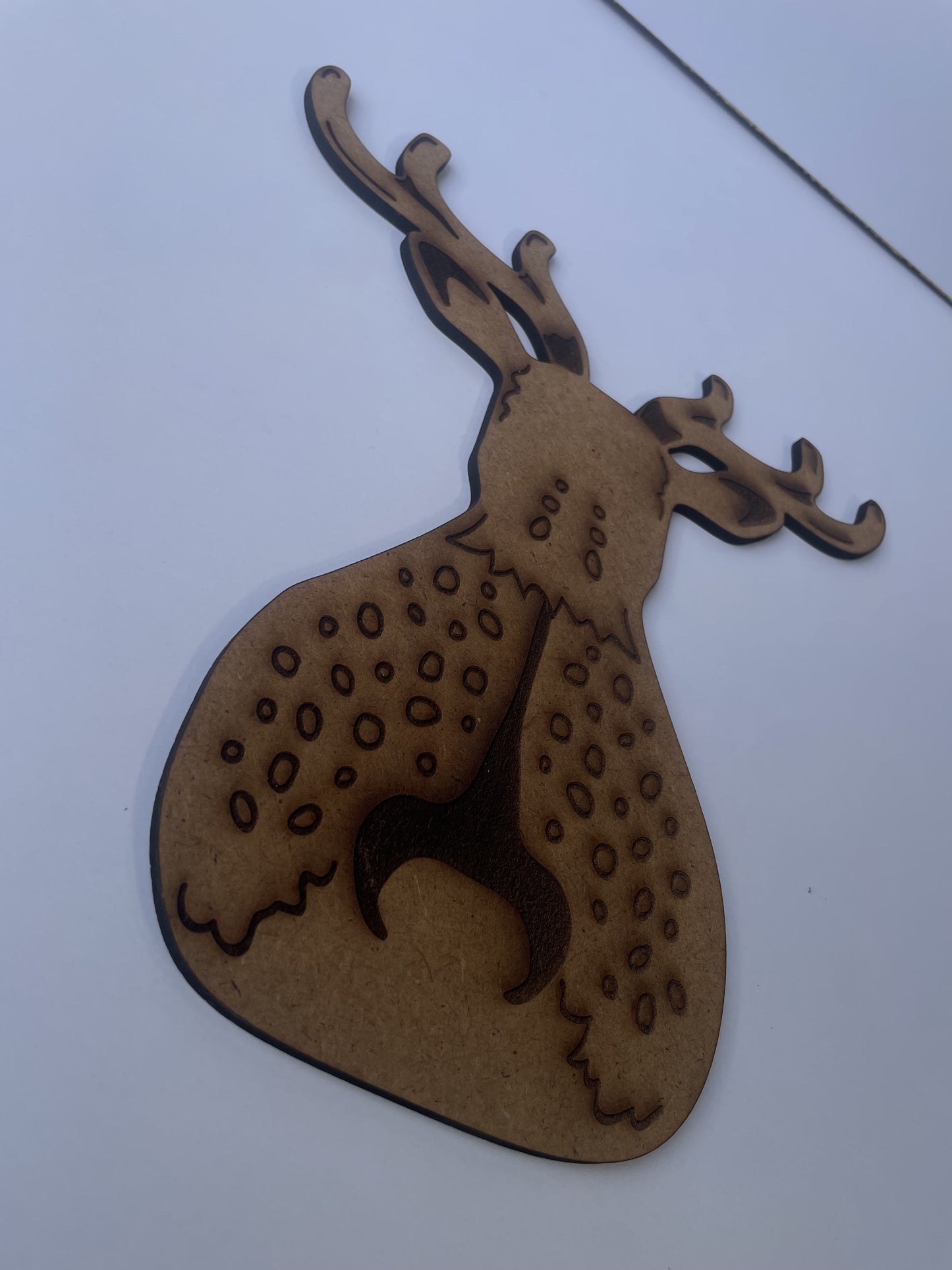 Wooden Reindeer Wall Décor – Rustic Brown Engraved Design