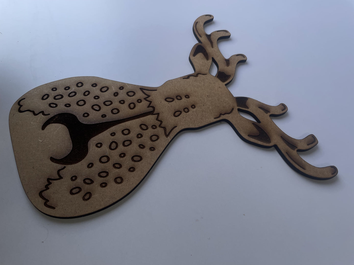 Wooden Reindeer Wall Décor – Rustic Brown Engraved Design