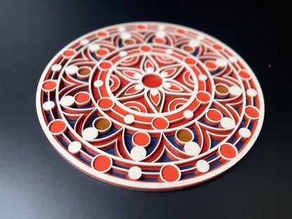 3D Decorative Mandala Wall Art – Cream, Orange & Blue