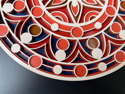 3D Decorative Mandala Wall Art – Cream, Orange & Blue