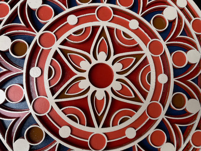 3D Decorative Mandala Wall Art – Cream, Orange & Blue