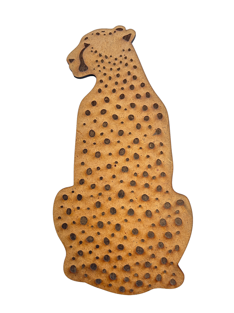 Wooden Cheetah Wall Art – Spotted Pattern, Natural Finish
