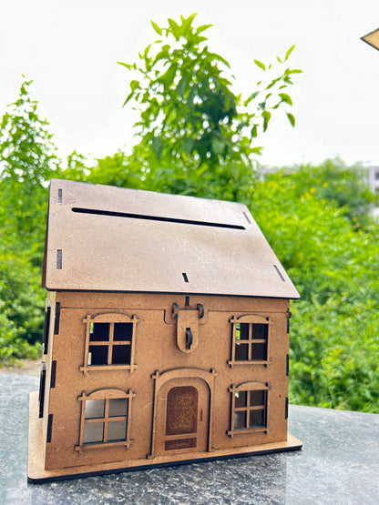 Wooden Dollhouse, Two-Story Cottage Style