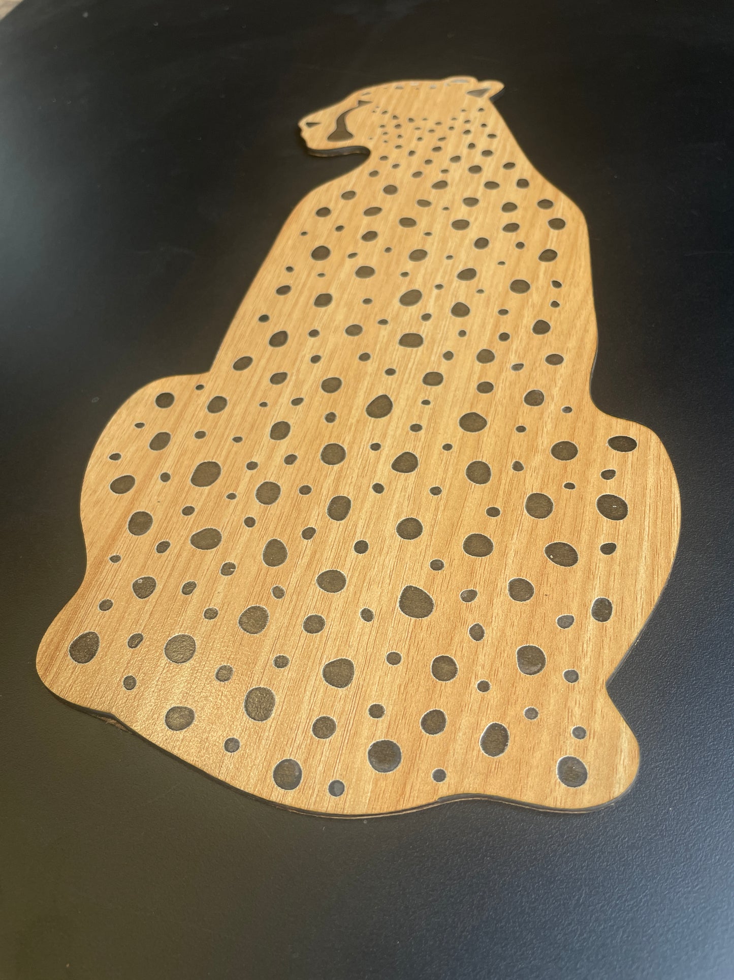 Laminated MDF Decorative Wooden Cheetah Wall Art – Spotted Pattern | Natural Wood Finish | Laminated MDF