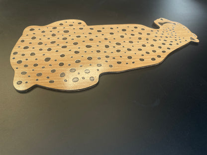 Laminated MDF Decorative Wooden Cheetah Wall Art – Spotted Pattern | Natural Wood Finish | Laminated MDF