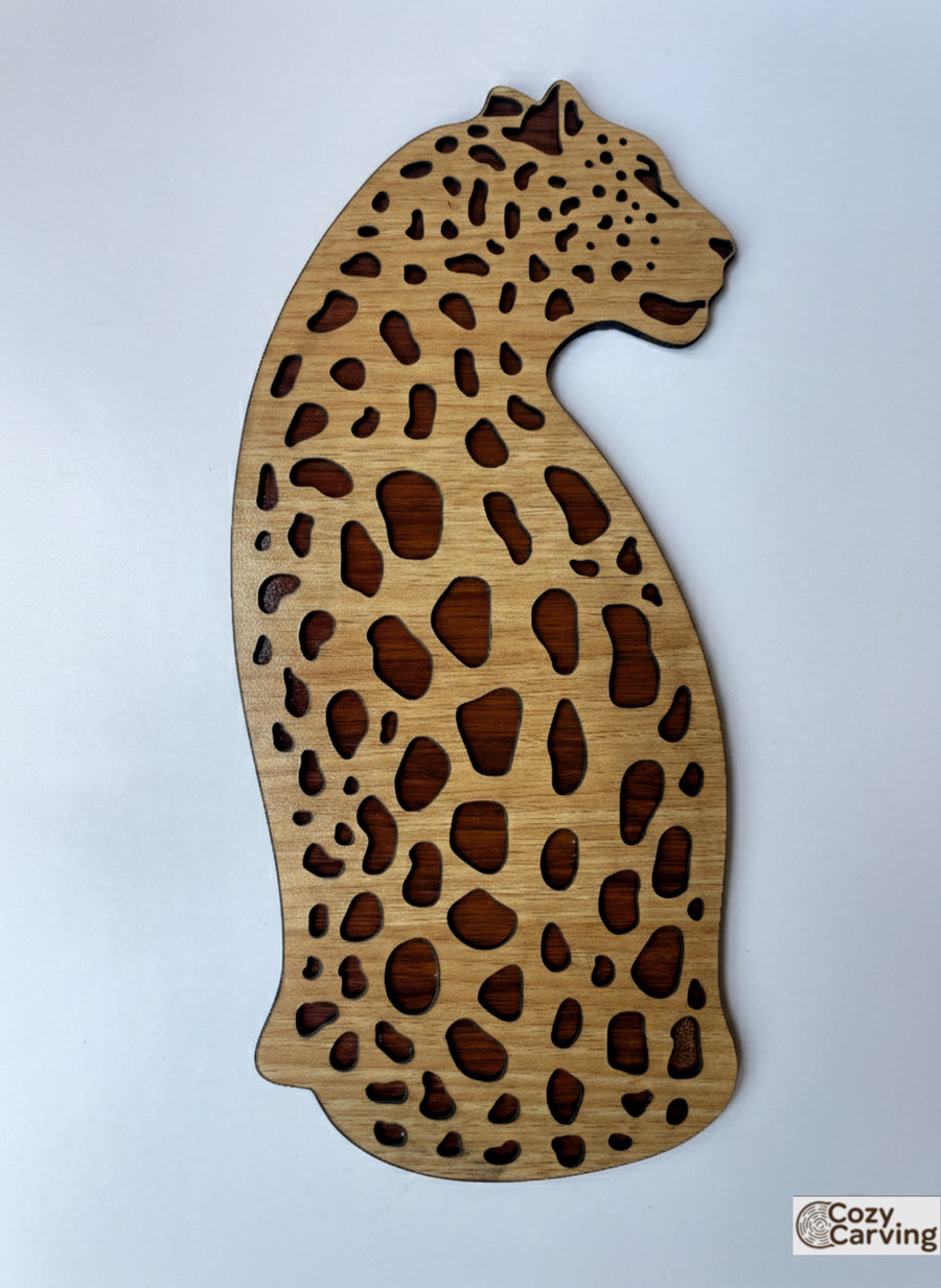 2 Layered Majestic Leopard Wooden Wall Art – Premium Laminated MDF Decor