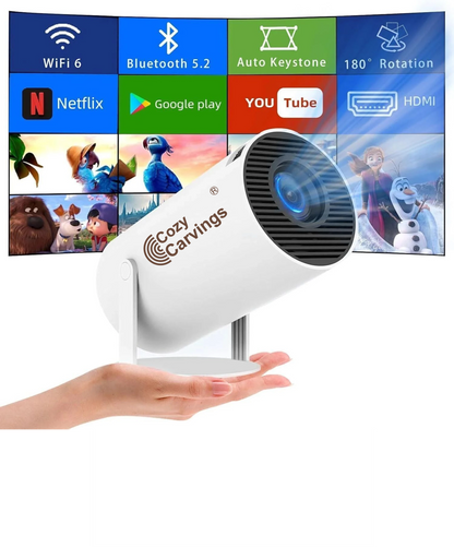 HY300 Portable Projector Android 11 Projector, 4K/1080P, Wi-Fi 5G BT 5.0 (400 lm / 2 Speaker / Wireless / Remote Controller) Portable Projector