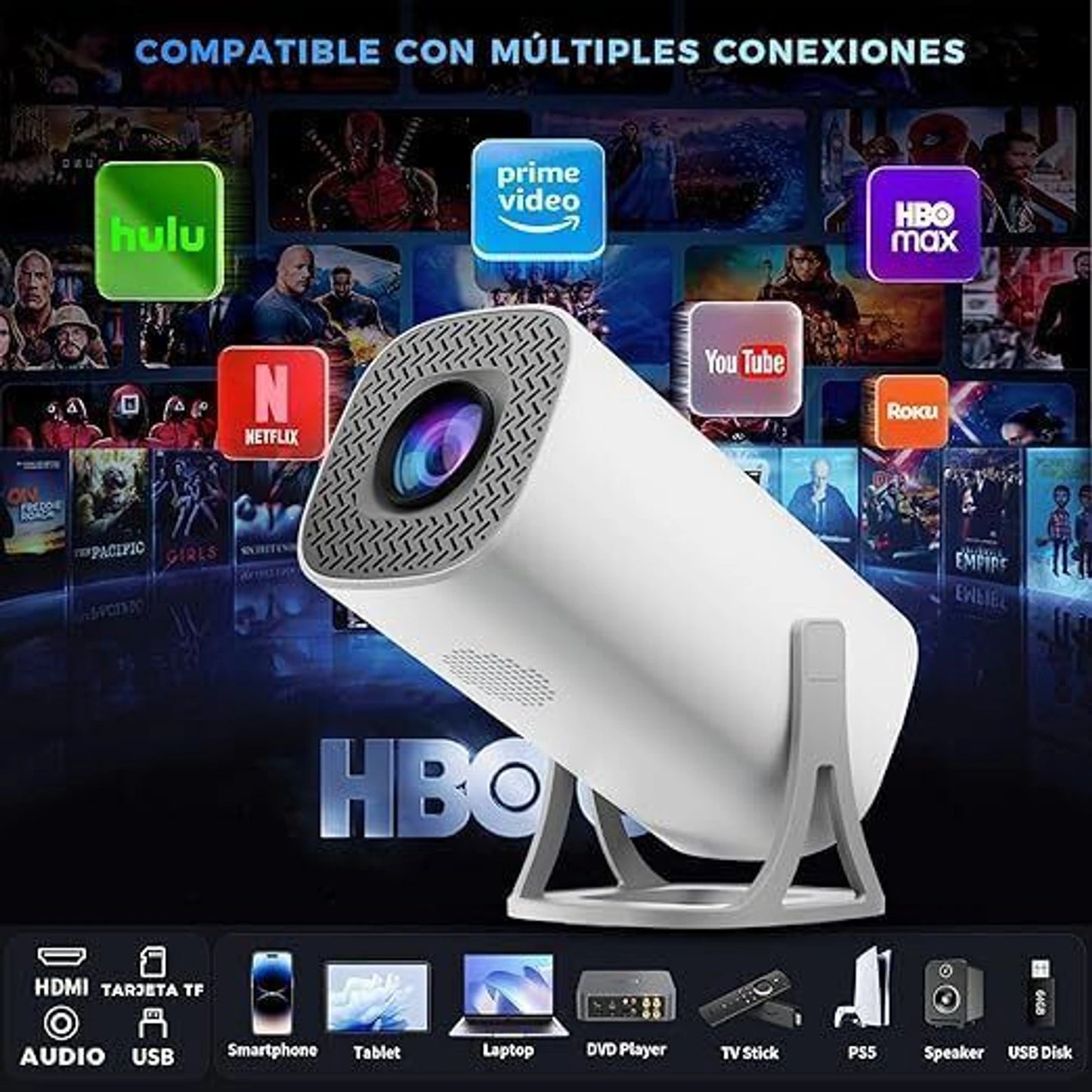Android 11 Smart Projector with 1080P & 4K Support, 8400 lm Brightness (8000 lm / Wireless / Remote Controller) Portable Projector
