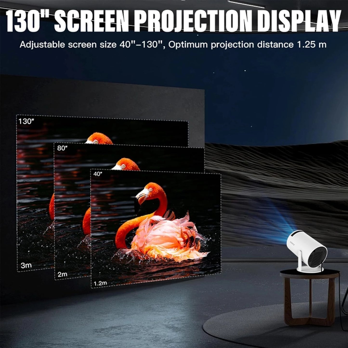 HY300 Portable Projector Android 11 Projector, 4K/1080P, Wi-Fi 5G BT 5.0 (400 lm / 2 Speaker / Wireless / Remote Controller) Portable Projector