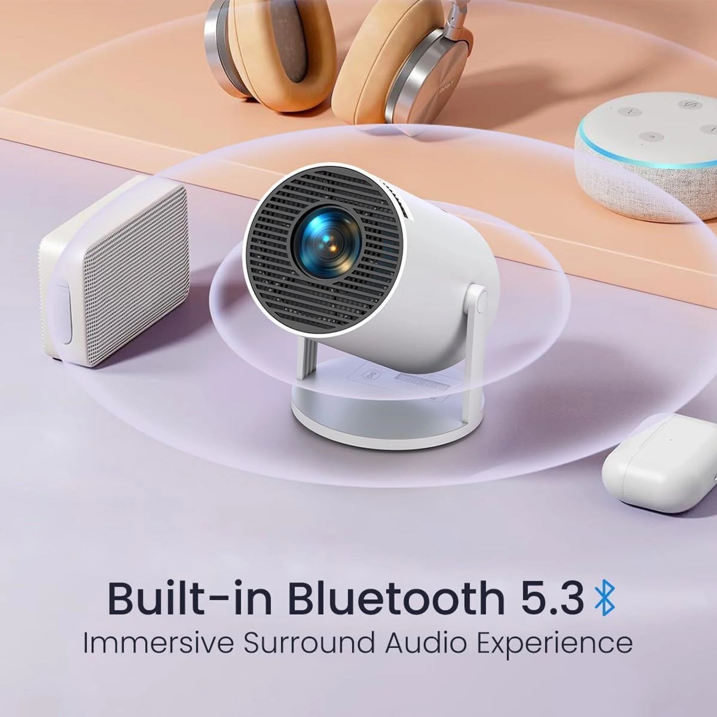 HY300 Portable Projector Android 11 Projector, 4K/1080P, Wi-Fi 5G BT 5.0 (400 lm / 2 Speaker / Wireless / Remote Controller) Portable Projector