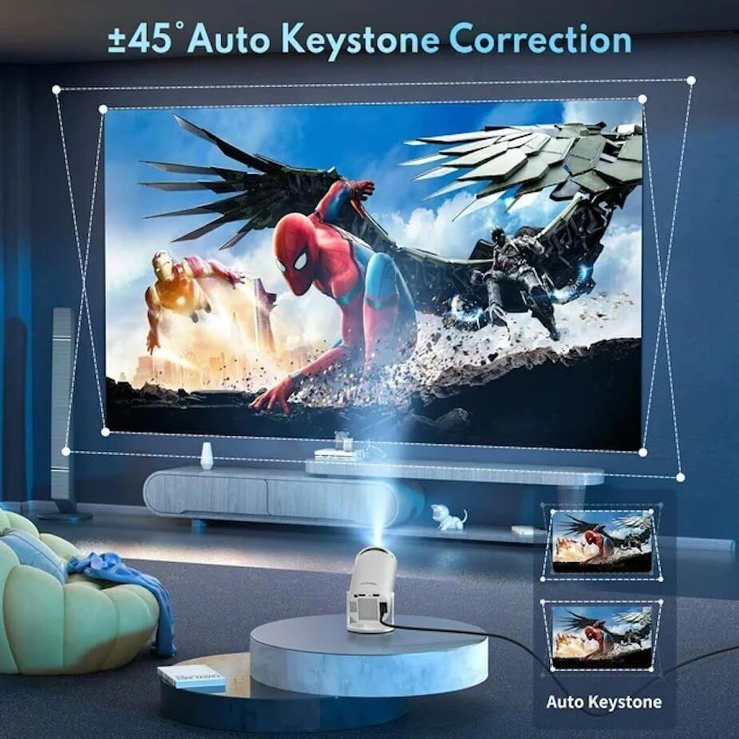 Android 11 Smart Projector with 1080P & 4K Support, 8400 lm Brightness (8000 lm / Wireless / Remote Controller) Portable Projector