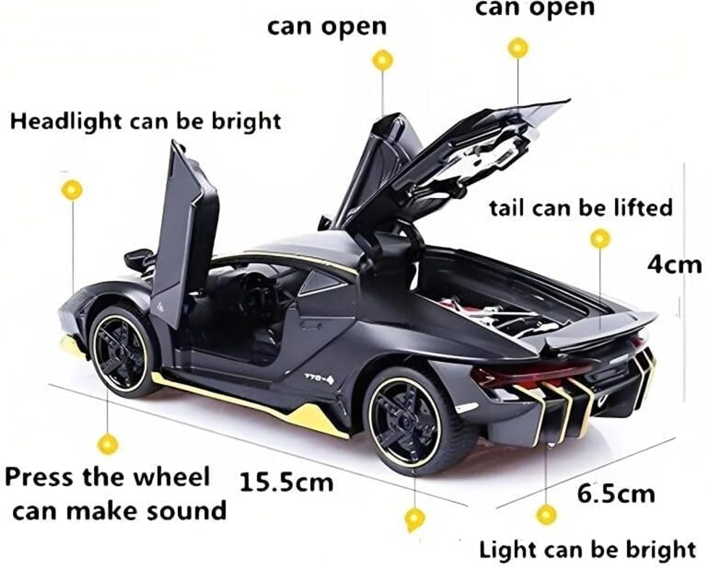 Lamborghini Die Cast Car 1:32 Metal Toy Car Sound Light Pull Back