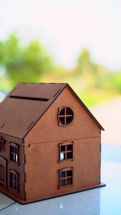Wooden Dollhouse, Two-Story Cottage Style