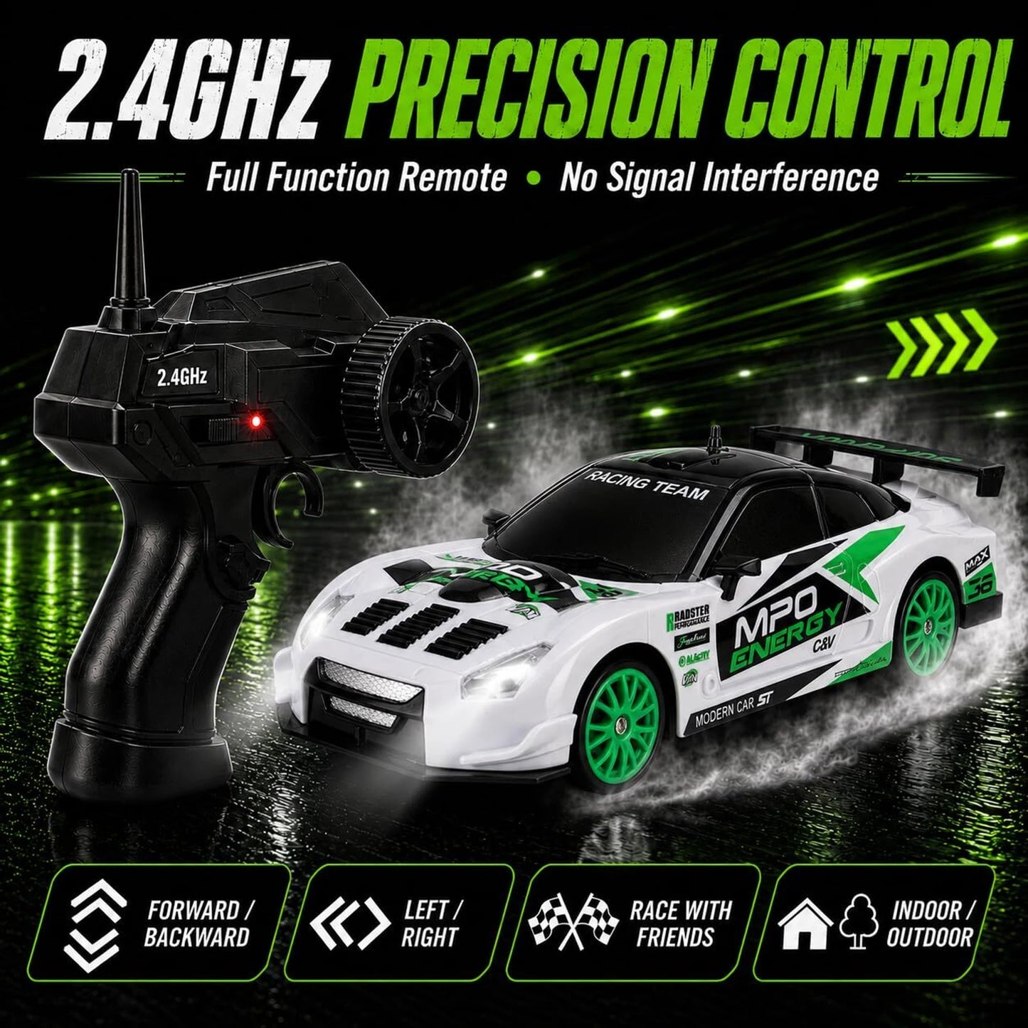 RC Drift Car 1:24 4WD Remote Control Racing Car with LED & Drift Tires