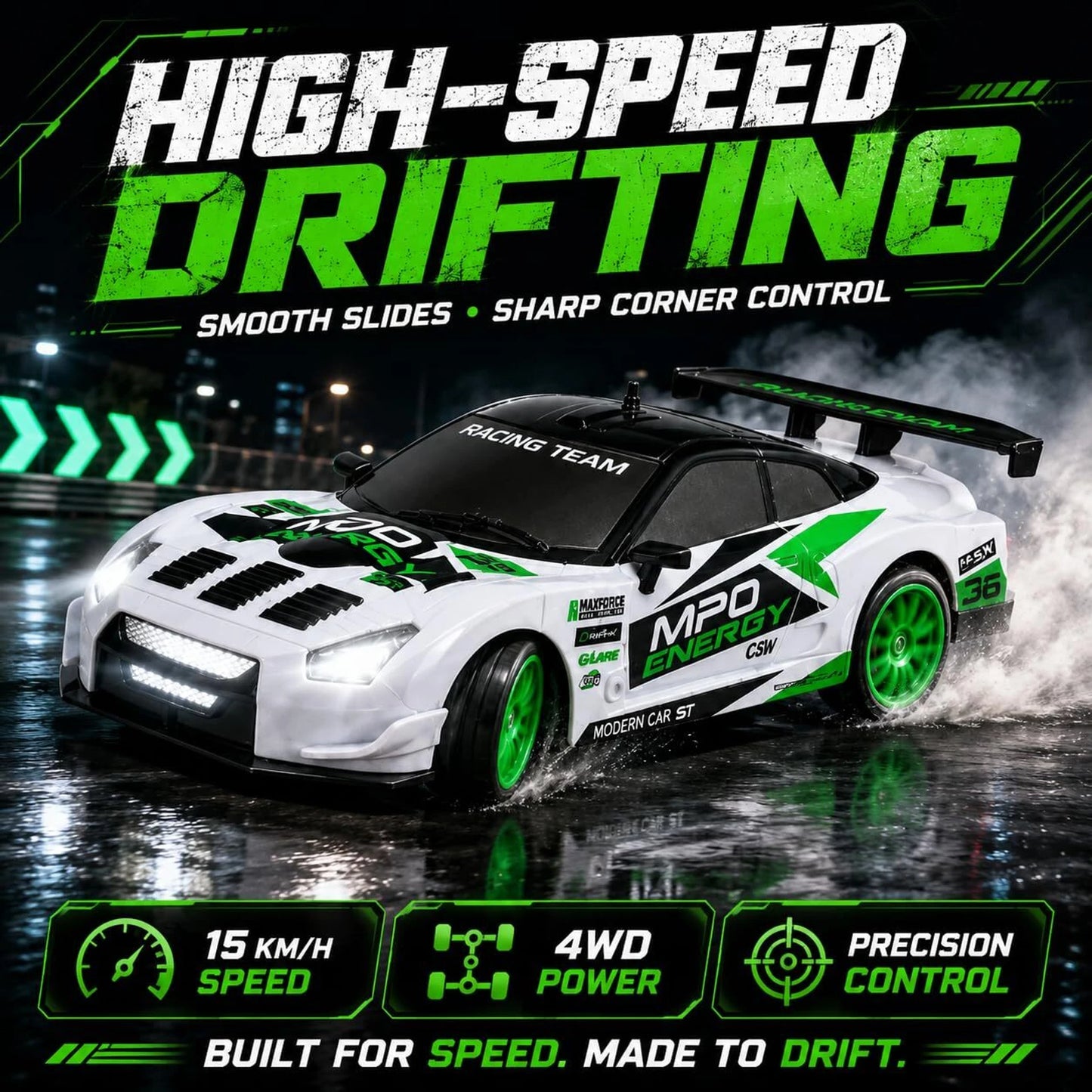 RC Drift Car 1:24 4WD Remote Control Racing Car with LED & Drift Tires