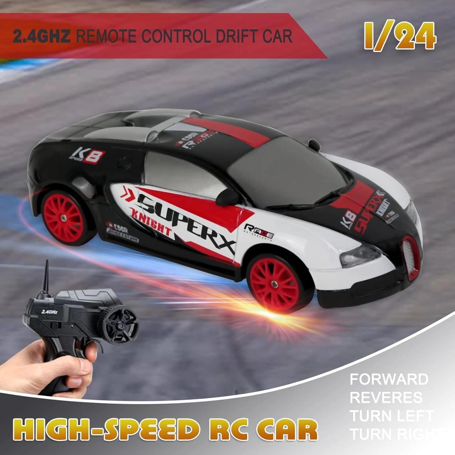 RC Drift Car 1:24 4WD Remote Control Racing Car with LED & Drift Tires