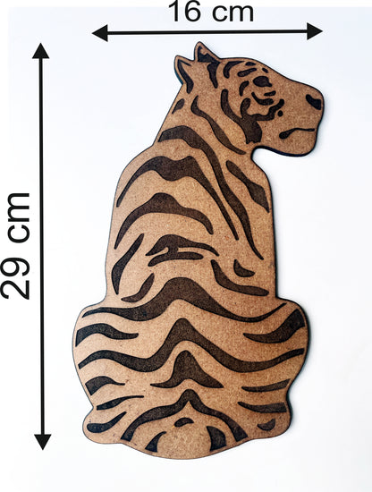 Premium Wooden Tiger Wall Hanging – Engraved Stripe Design