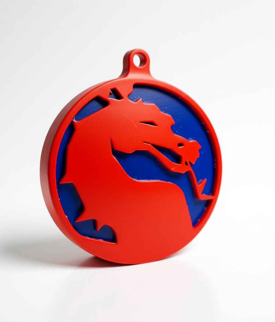 Dragon Logo Gaming Ornament – Red & Blue, 10cm