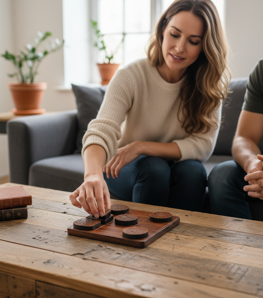 Wooden Tic Tac Toe Board Game – Sun & Cloud Design